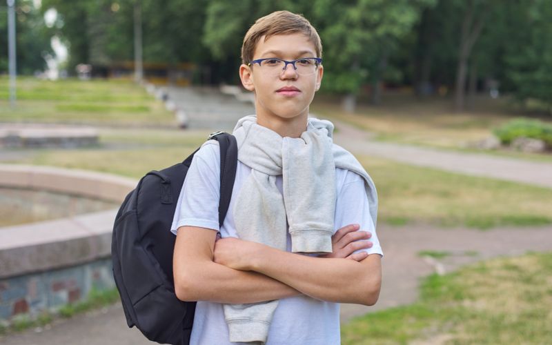 boy with backpack