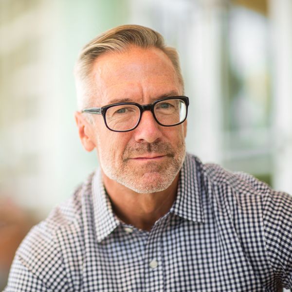 man with glasses square